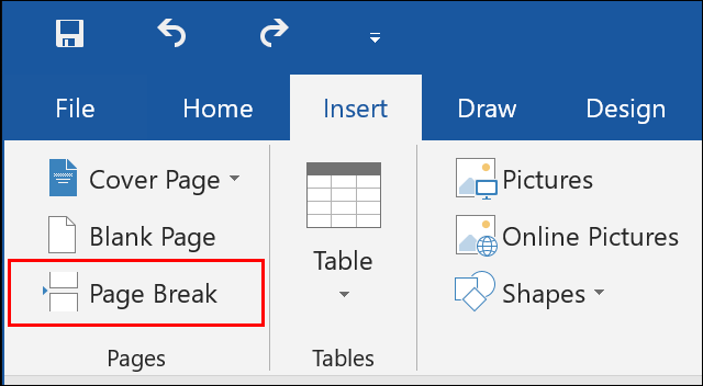 mac keyboard shortcut for page break in word